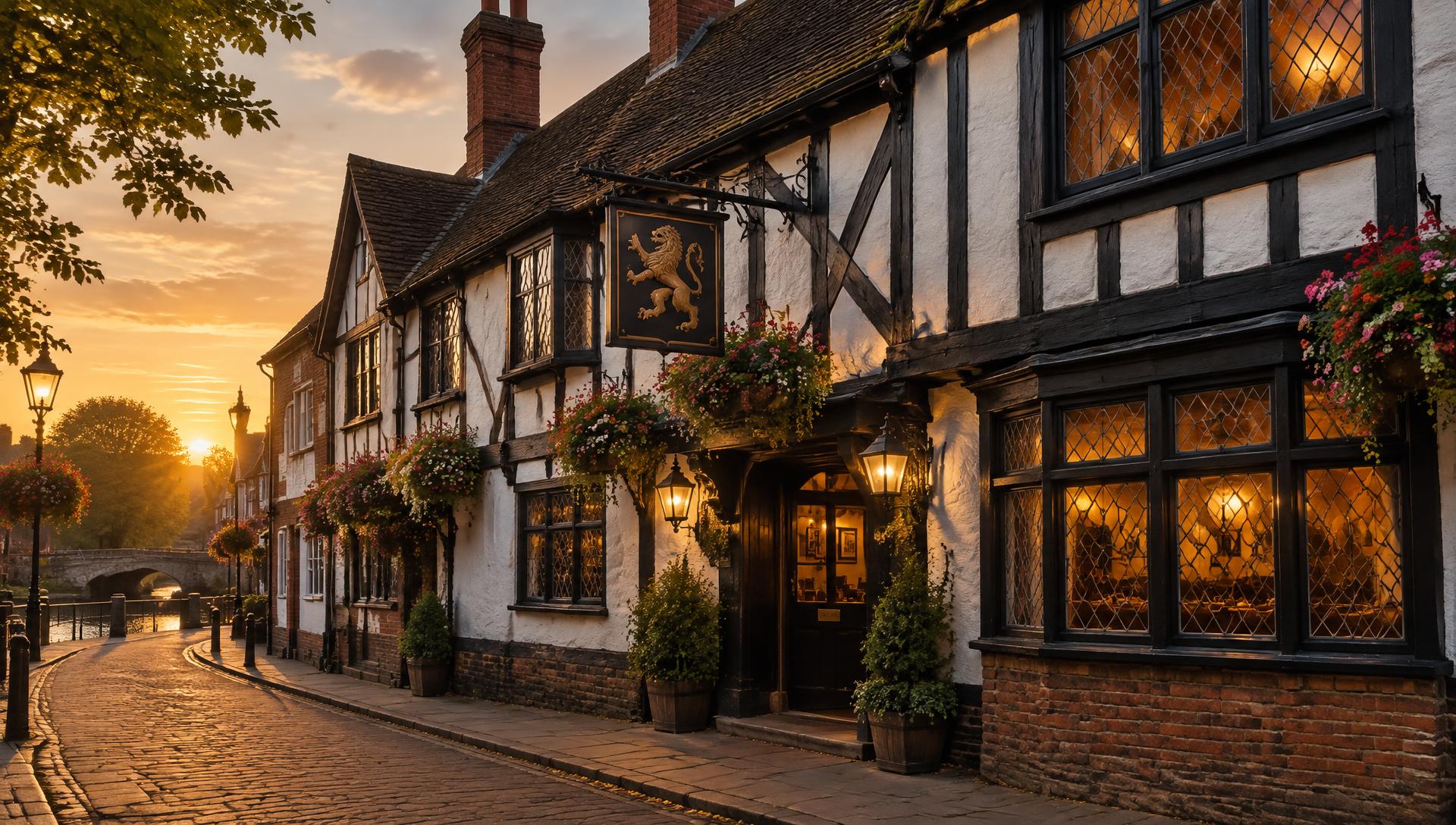 The Crown & Treaty pub exterior at dusk